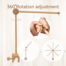Wooden Crib Mobile Arm | Baby Crib Mobile Arm Wooden Holder | Rotatable Adjustable Anti Slip Attachment Clamp for Sturdy Mobile Hanger (Only Arm)