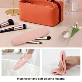 Travel Makeup Bag, PIPUHA Silicone Makeup Brush Holder, Portable Cosmetic Travel Bag, Soft and Fasion Makeup Tools Organizer for Travel --Pink, pink
