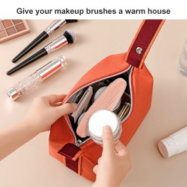 Travel Makeup Bag, PIPUHA Silicone Makeup Brush Holder, Portable Cosmetic Travel Bag, Soft and Fasion Makeup Tools Organizer for Travel --Pink, pink