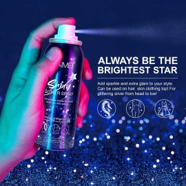 Shiny Glitter Spray for Hair, Tiktok Shiny Glitter Spray,Highlighter Powder for Party,Face, Body,Hair,Dress Prom Halloween Decorations Disco Ball Party