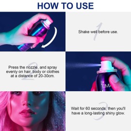 Shiny Glitter Spray for Hair, Tiktok Shiny Glitter Spray,Highlighter Powder for Party,Face, Body,Hair,Dress Prom Halloween Decorations Disco Ball Party