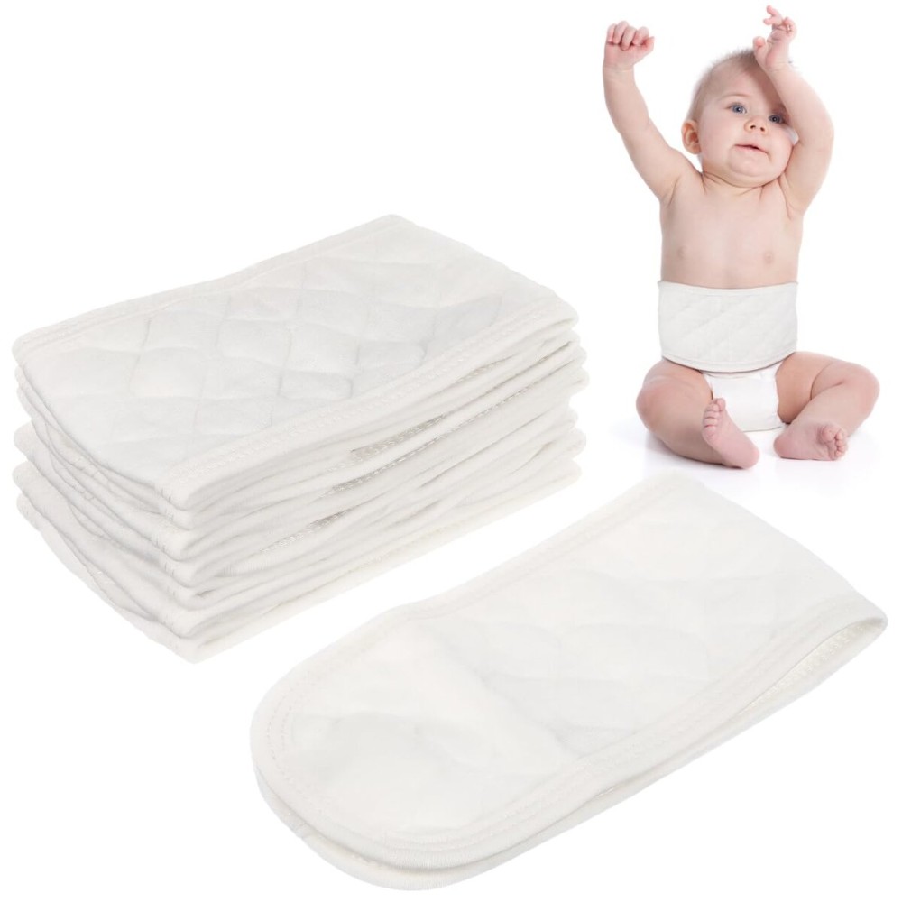 COHEALI 8Pcs Umbilical Hernia Belt for Babies, Organic Cotton Belly Button Bands, Infant Abdominal Binders for Newborns, Breathable Belly Wrap Truss & Navel Support
