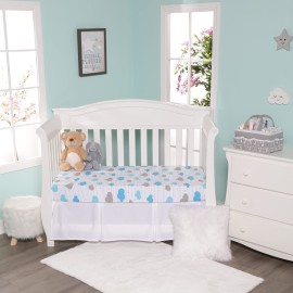 2 Pack Fitted Crib Sheets for Boys in 100% Jersey Knit Cotton -Boys Crib Mattress Sheets in Celestial Themes - Blue with White Stars and White with Blue and Gray Clouds by Everyday Kids