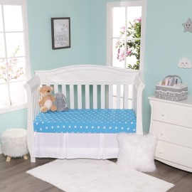 2 Pack Fitted Crib Sheets for Boys in 100% Jersey Knit Cotton -Boys Crib Mattress Sheets in Celestial Themes - Blue with White Stars and White with Blue and Gray Clouds by Everyday Kids