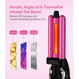 FARERY Mini Waver Curling Iron, 1/2 Inch, Hair Crimper for Women Beach Waves, Keratin & Argan Oil Infused, Dual Voltage, Pouch Bag