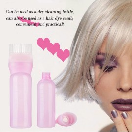 AKOAK 1 Pack Root Comb Applicator Bottle - Hair Dye Bottle, 5 oz., Squeeze Bottle for All Purposes, Hair Color Smear with Graduated- Pink