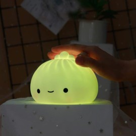 Jmlampee Cute Dumpling Lamp USB Rechargeable Silicone Squishy Light 7Colors Changing Baby Sleeping Lamp Night Light for Christmas