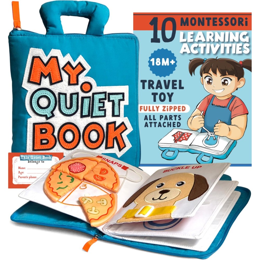 My Quiet Book - Toddler Travel Car Plane Airplane - No Parts to Get Lost - Activity Montessori Board Book, Travel Toys for Toddlers 1-3, Gifts for 1 2 3 4 Year Old Girl, Birthday Gifts Toys Age 2-4