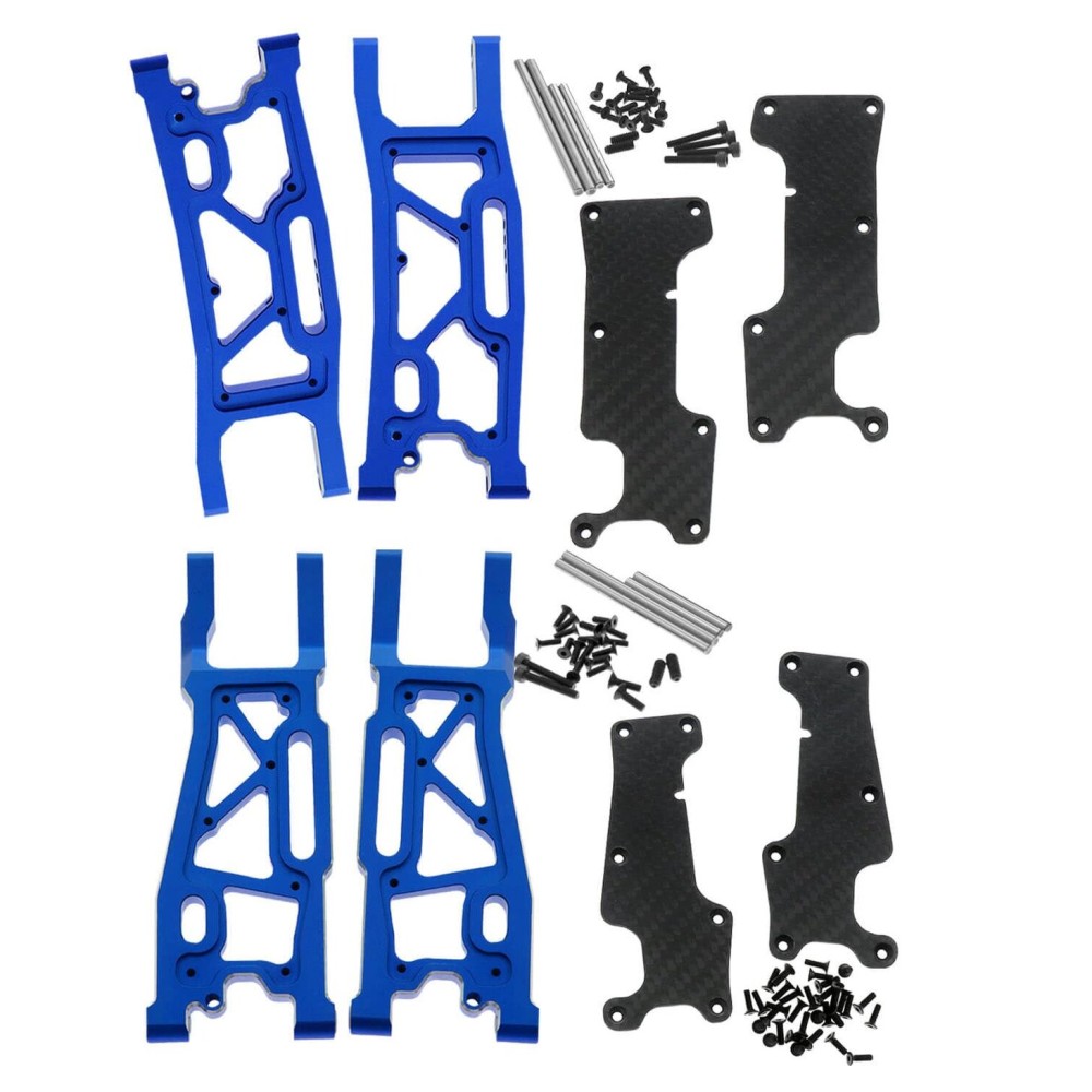 RCMYou Aluminum Suspension Arms Upgrades Part for 1/8 Sledge 4WD 95076-4, 4pcs Alloy Front Rear Swing Arm Hops Up w/Carbon Fibre Dust-Proof Protection Plate,Navy Blue