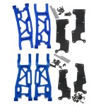 RCMYou Aluminum Suspension Arms Upgrades Part for 1/8 Sledge 4WD 95076-4, 4pcs Alloy Front Rear Swing Arm Hops Up w/Carbon Fibre Dust-Proof Protection Plate,Navy Blue