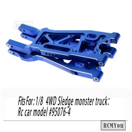RCMYou Aluminum Suspension Arms Upgrades Part for 1/8 Sledge 4WD 95076-4, 4pcs Alloy Front Rear Swing Arm Hops Up w/Carbon Fibre Dust-Proof Protection Plate,Navy Blue