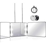 JANMPASK LED 3 Way Mirror Trifold to See Back of Head for Self Hair Cutting Barber Supplies Accessories 360 Makeup Vanity Mirror with Light