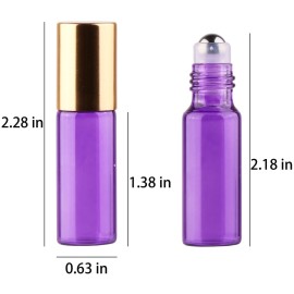 MaxMau Pack of 100,5ml Colored Roller Bottles for Essential Oils Perfume Refillable Glass Bottle Stainless Steel Roll On Ball Metal Cap Daily Aromatherapy