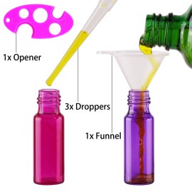 MaxMau Pack of 100,5ml Colored Roller Bottles for Essential Oils Perfume Refillable Glass Bottle Stainless Steel Roll On Ball Metal Cap Daily Aromatherapy