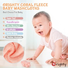 Orighty Baby Washcloths 50-Pack, Microfiber Coral Fleece Baby Face Towels, Soft and Absorbent Wash Cloths for Newborns, Infants and Toddlers, Gentle on Delicate Skin for Face Hands and Body, 7x9 Inch
