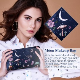 Xuniea 4 Pcs Small Witch Makeup Bag Gifts for Women, Friends, Mushroom Hostess Cosmetic Bag with Zipper Mother Day Birthday Gifts Moon Girls Pouch, Tarot Card Goth Black Toiletry Travel Holiday Purse
