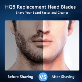 Gleway HQ8 Replacement Heads Compatible with Philips Electric Shavers, HQ8 Replacement Razor Blades Compatible with Norelco Aquatec HQ8 Series Shaving Head Upgraded for PT730 AT880 AT811, 6-Pack
