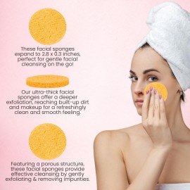 TiwinTi 60 Count Compressed Facial Sponges - Natural Wood Pulp Round Esthetician Face Sponges for Cleansing, Daily Face Washing, Exfoliating Makeup, and Mask Removal (Yellow) TiwinTi 60 Count Compressed Facial Sponges - Natural Wood Pulp Round Esthetician Face Sponges for Cleansing, Daily Face Washing, Exfoliating Makeup, and Mask Removal (Yellow)