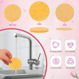 TiwinTi 60 Count Compressed Facial Sponges - Natural Wood Pulp Round Esthetician Face Sponges for Cleansing, Daily Face Washing, Exfoliating Makeup, and Mask Removal (Yellow) TiwinTi 60 Count Compressed Facial Sponges - Natural Wood Pulp Round Esthetician Face Sponges for Cleansing, Daily Face Washing, Exfoliating Makeup, and Mask Removal (Yellow)