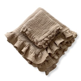 Leyl&Ari Toddler Blanket and Lovey Set | 100% Organic Cotton | Ruffled Blanket (Desert Sand)