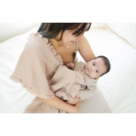 Leyl&Ari Toddler Blanket and Lovey Set | 100% Organic Cotton | Ruffled Blanket (Desert Sand)