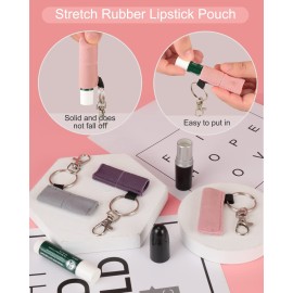 Meiiy Lip Balm Holder Chapstick Holder Sleeves Holder Pouch Elastic Lip balm Holder Lipstick Lip Gloss Holder With Hook Stocking Stuffers Gift for Women (5pcs)