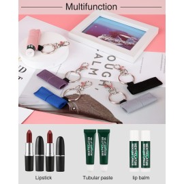 Meiiy Lip Balm Holder Chapstick Holder Sleeves Holder Pouch Elastic Lip balm Holder Lipstick Lip Gloss Holder With Hook Stocking Stuffers Gift for Women (5pcs)