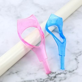 ericotry Pack of 2 Eyelash Comb Applicator 3in1 Mascara Shield Guard Eyelash Brush Curler Guide Applicator Makeup Upper Lower Eye Lash Comb Applicator Guide Tool (Blue+Pink)