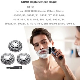 Suleto SH90/72 Replacement Head Compatible with Norelco Shavers Series 9000, SH90 Replacement Blade Part Compatible with Philips Series 9000 Shaver S9721/84, S9311/27, S9721/89, S9311/84, S8950/50