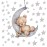 DEKOSH Teddy Bear Sleeping on The Moon Nursery Wall Decal with 90 Stars - Cute & Adorable Baby Nursery Decor