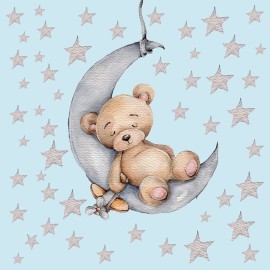 DEKOSH Teddy Bear Sleeping on The Moon Nursery Wall Decal with 90 Stars - Cute & Adorable Baby Nursery Decor