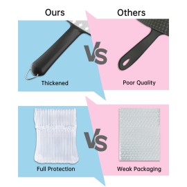 Famihomii Lighted Handheld Mirror, 6.2x 5.9 Square Glass Frame with LED Beads, Battery Operated, Ideal for Haircut, Shaving, Makeup, and Wound Care