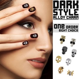 40 Pcs Punk Nail Art Skull Nail Charms 3D Spider Nail Studs w Rhinestones Metal Punk Vintage Alloy Skeleton Nail Sticker Jewelry Nail Design Glitters Cool for Nails Makeup Cellphone Halloween Cosplay