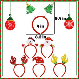 12PCS Christmas Headbands and Glasses Frames, Christmas Party Glittered Glasses Frame and Christmas Holiday Headbands for Christmas Party Favors Supplies Xmas Party, Holiday Favors and Photo Booth