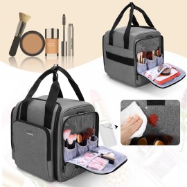 BAFASO Travel Makeup Bag with 4 Inner Removable Pouches, Multifunctional Hair Bag Cosmetic Bag Holds Makup/Hair Supplies (Patent Pending), Gray BAFASO Travel Makeup Bag with 4 Inner Removable Pouches, Multifunctional Hair Bag Cosmetic Bag Holds Makup/Hair Supplies (Patent Pending), Gray