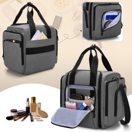 BAFASO Travel Makeup Bag with 4 Inner Removable Pouches, Multifunctional Hair Bag Cosmetic Bag Holds Makup/Hair Supplies (Patent Pending), Gray BAFASO Travel Makeup Bag with 4 Inner Removable Pouches, Multifunctional Hair Bag Cosmetic Bag Holds Makup/Hair Supplies (Patent Pending), Gray