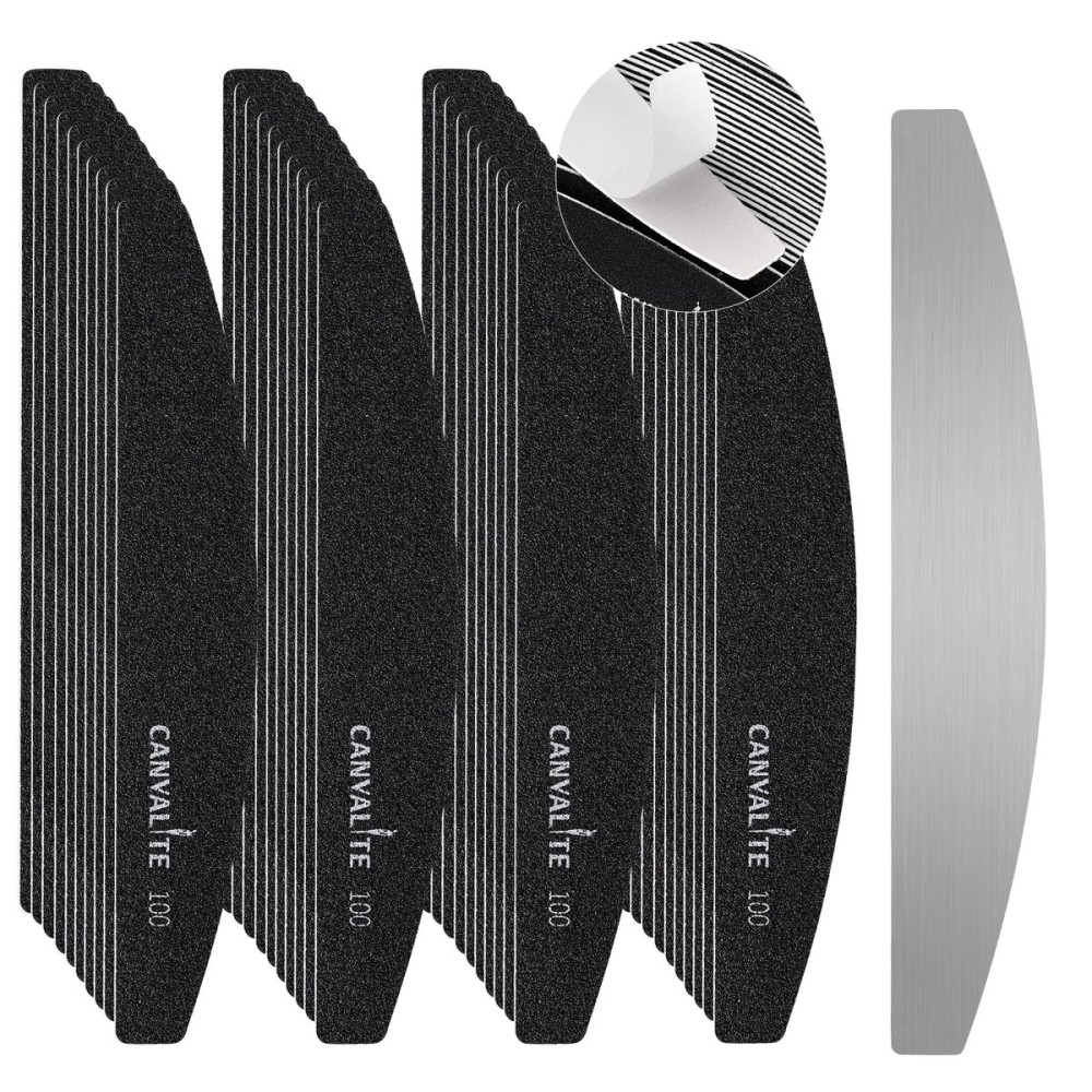 Canvalite 40 PCS Nail File Professional Reusable Peel and Stick Nail Files Replaceable Emery Boards 100 Grit Fingernail Files Manicure Tools for Home and Salon Use Canvalite 40 PCS Nail File Professional Reusable Peel and Stick Nail Files Replaceable Emery Boards 100 Grit Fingernail Files Manicure Tools for Home and Salon Use
