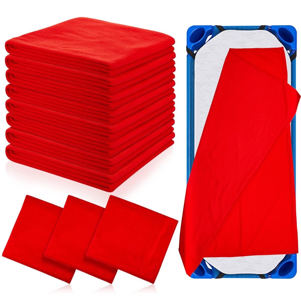 Juexica 8 Pieces Daycare Cot Blankets Children\'s Nap Blanket Daycare Cot Rest Time Blanket Fleece Blanket for Toddlers and Kids, 36 x 48 Inch (Red)