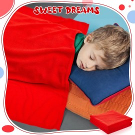Juexica 8 Pieces Daycare Cot Blankets Children\'s Nap Blanket Daycare Cot Rest Time Blanket Fleece Blanket for Toddlers and Kids, 36 x 48 Inch (Red)