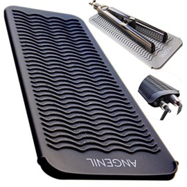 ANGENIL Silicone Heat Resistant Travel Mat Pouch for Titanium Ceramic Flat Iron, Hair Straightener Professional and Curler 2 in 1, Curling Wand, Crimper Hair Iron Tools, Food Grade Silicone, Black