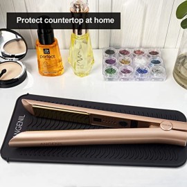 ANGENIL Silicone Heat Resistant Travel Mat Pouch for Titanium Ceramic Flat Iron, Hair Straightener Professional and Curler 2 in 1, Curling Wand, Crimper Hair Iron Tools, Food Grade Silicone, Black ANGENIL Silicone Heat Resistant Travel Mat Pouch for Titanium Ceramic Flat Iron, Hair Straightener Professional and Curler 2 in 1, Curling Wand, Crimper Hair Iron Tools, Food Grade Silicone, Black