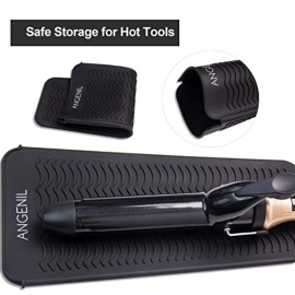 ANGENIL Silicone Heat Resistant Travel Mat Pouch for Titanium Ceramic Flat Iron, Hair Straightener Professional and Curler 2 in 1, Curling Wand, Crimper Hair Iron Tools, Food Grade Silicone, Black ANGENIL Silicone Heat Resistant Travel Mat Pouch for Titanium Ceramic Flat Iron, Hair Straightener Professional and Curler 2 in 1, Curling Wand, Crimper Hair Iron Tools, Food Grade Silicone, Black
