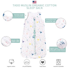 TADO MUSLIN Toddler Sleep Sack for 2-4T Baby, Organic Cotton Wearable Blanket for Boys and Girls 0.5 TOG 2-Way Zipper Soft 4 Layers X-Large Deer