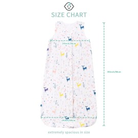TADO MUSLIN Toddler Sleep Sack for 2-4T Baby, Organic Cotton Wearable Blanket for Boys and Girls 0.5 TOG 2-Way Zipper Soft 4 Layers X-Large Deer