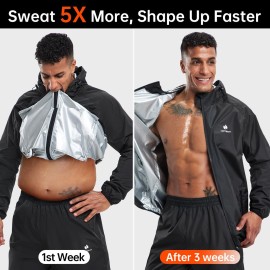 HOTSUIT Sauna Suit for Men Weight Loss Sweat Suit Boxing Exercise Sweat Sauna Jacket Pants
