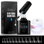 gelike ec Short Soft Gel Nail Kit - Square Nails Extension Kit with 240PCS Soft Gel Nail Tips - Nail Glue UV Nails Lamp Full Cover Extensions Kit for Nail Art DIY Home
