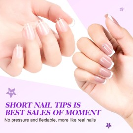 gelike ec Short Soft Gel Nail Kit - Square Nails Extension Kit with 240PCS Soft Gel Nail Tips - Nail Glue UV Nails Lamp Full Cover Extensions Kit for Nail Art DIY Home