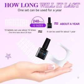 gelike ec Short Soft Gel Nail Kit - Square Nails Extension Kit with 240PCS Soft Gel Nail Tips - Nail Glue UV Nails Lamp Full Cover Extensions Kit for Nail Art DIY Home