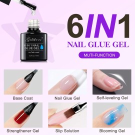 gelike ec Short Soft Gel Nail Kit - Square Nails Extension Kit with 240PCS Soft Gel Nail Tips - Nail Glue UV Nails Lamp Full Cover Extensions Kit for Nail Art DIY Home