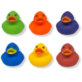 Cool Rubber Ducks (2) Standard Size. (12 Pack) Cute Duck Bath Tub Pool Toys. (Solid Color Rubber Duckies)
